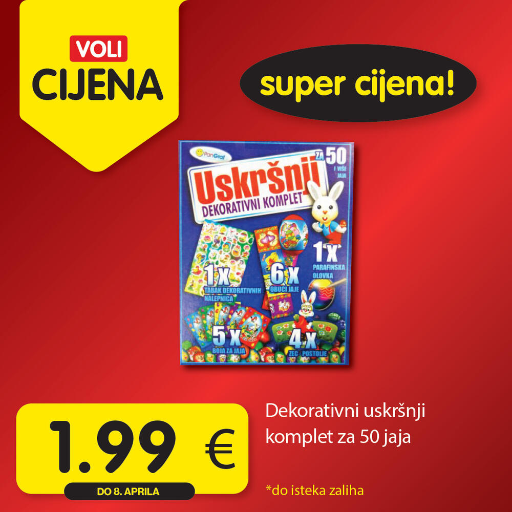 <p><em>Širok izbor proizvoda po najpovoljnijim cijenama na tržištu u svim Voli i Naš diskont marketima.</em></p>  <p> </p>