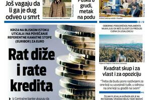 Naslovna strana "Vijesti" za 8. april 2026.