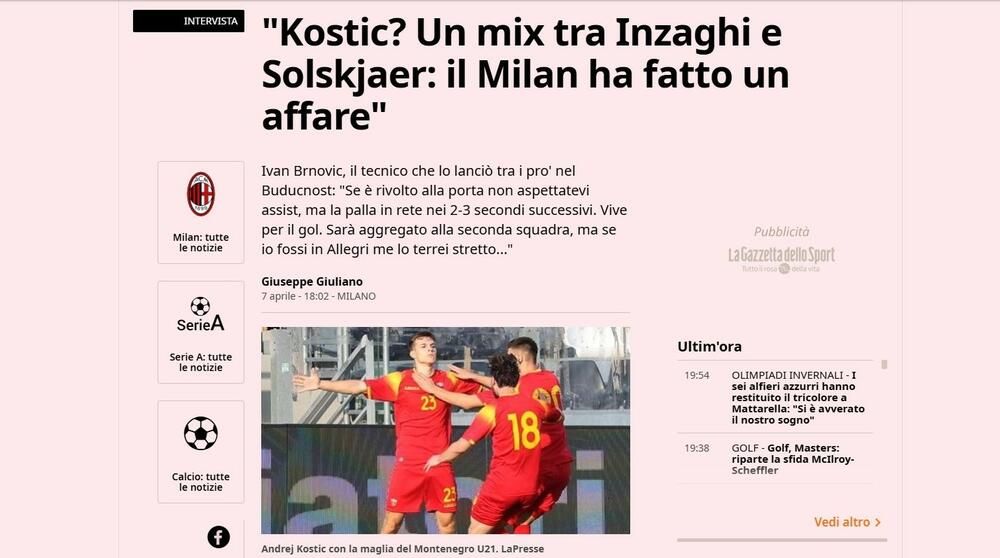 Brnović za Gazetu: Od Kostića očekujte i obične i spektakularne...