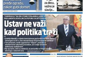 Naslovna strana "Vijesti" za 10. april 2026.