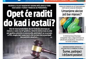 Naslovna strana "Vijesti" za 18. april 2026.