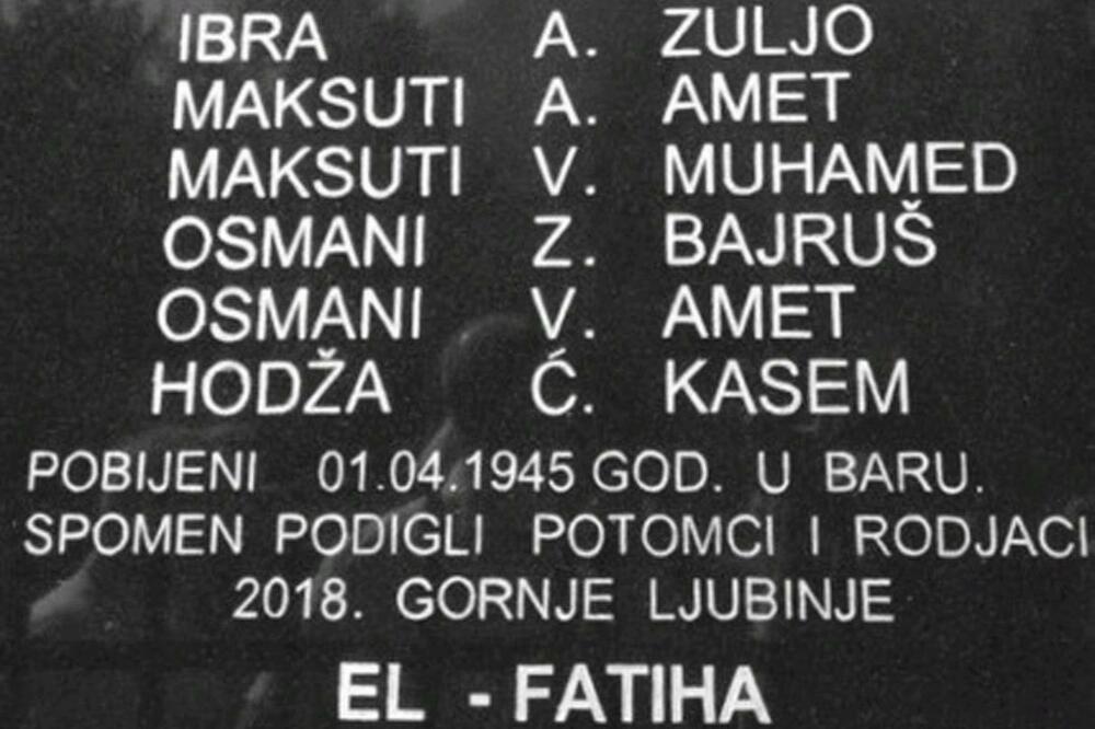 Spomen-ploča stradalim u masakru u Baru, Gornje Ljubinje, Foto: Š. R.