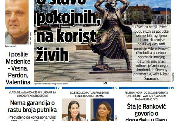 Naslovna strana "Vijesti" za 21. april 2026.