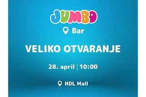 JUMBO stiže u Bar ovog utorka. Svečano otvaranje 28. aprila u...