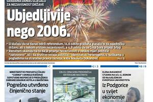 Naslovna strana "Vijesti" za 26. april 2026.