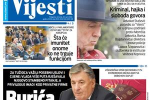 Naslovna strana Vijesti" za 30. april 2026.