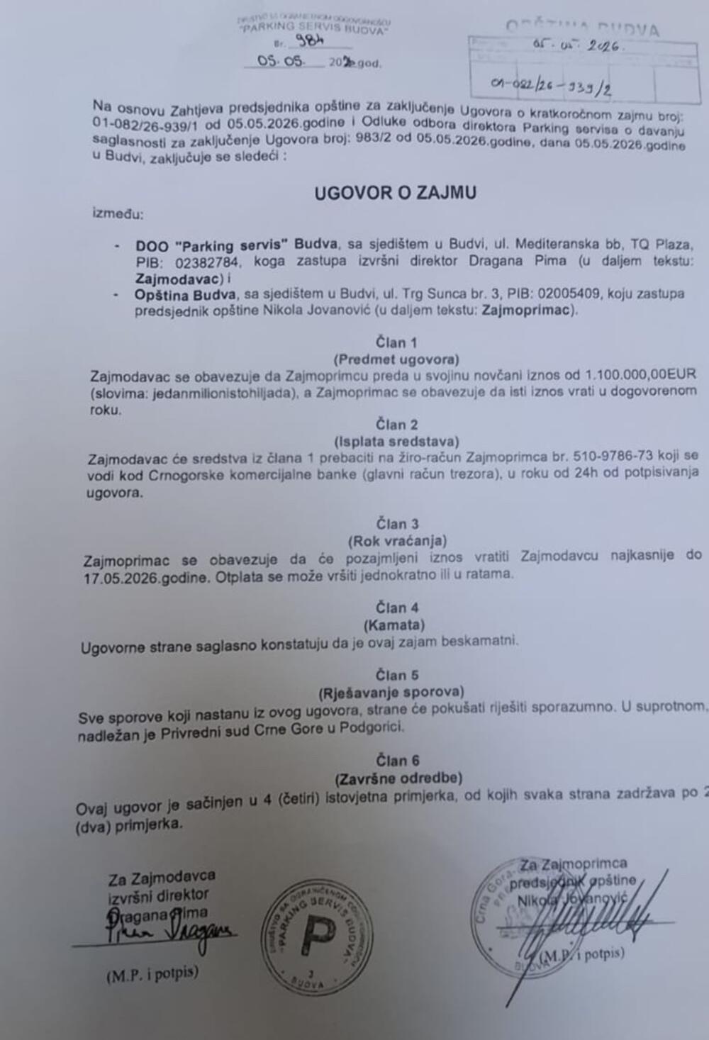 Ugovor o pozajmici