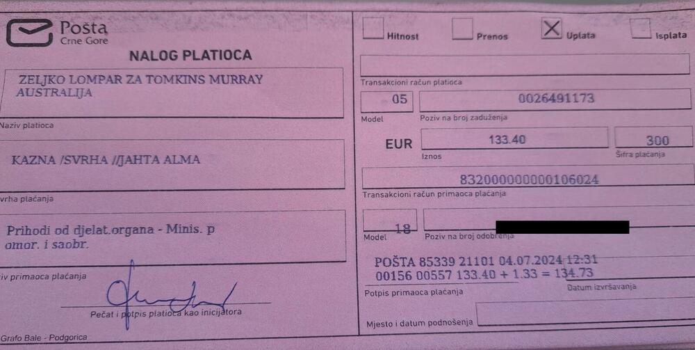 Inspektor uplatio kaznu na ime stranca