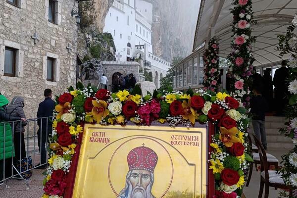 Thousands of believers in Ostrog at the liturgy on the occasion of Saint Basil,...