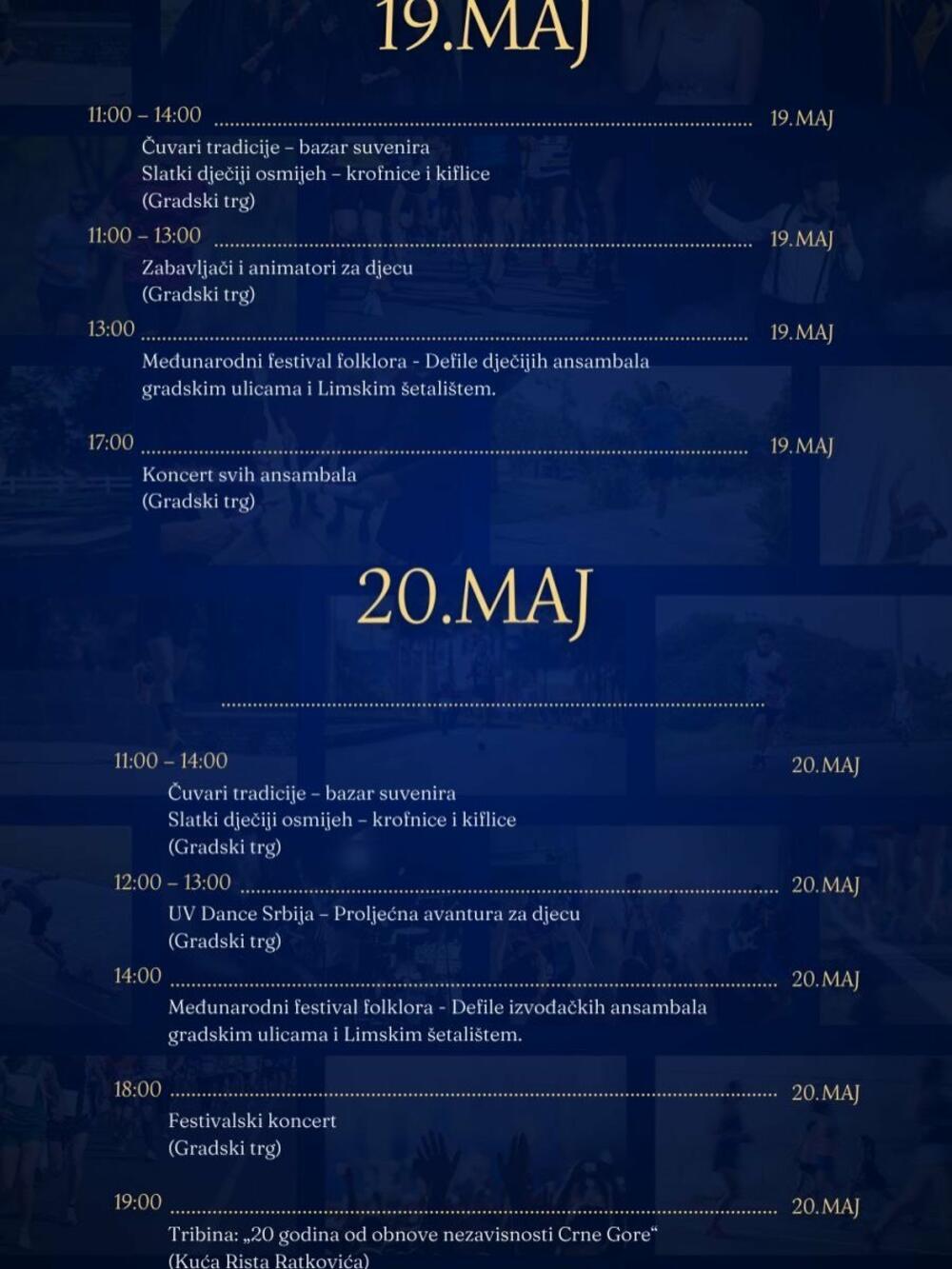 <p>"Posjetioce očekuju izložba novinskih članaka, bazar suvenira, nastupi dječjih i izvođačkih folklornih ansambala, tematska tribina, kao i uzbudljive trke u okviru Bjelopoljskog polumaratona", piše u saopštenju Opštine Bijelo Polje</p>