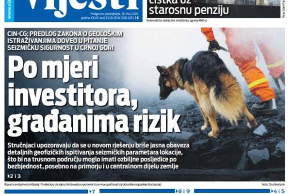 Naslovna strana Vijesti za 18. maj 2026.