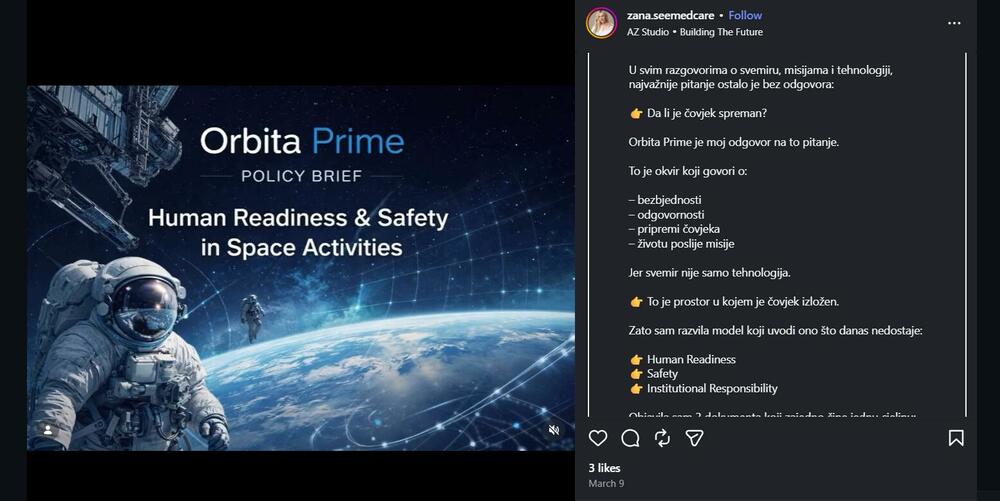 Program 'Orbita Prime' Mihaljević povezuje sa svemirom, tehnologijama, misijama…