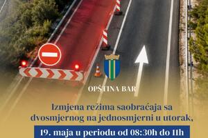 Opština Bar: Izmjena režima saobraćaja 19. maja na lokalitetu...