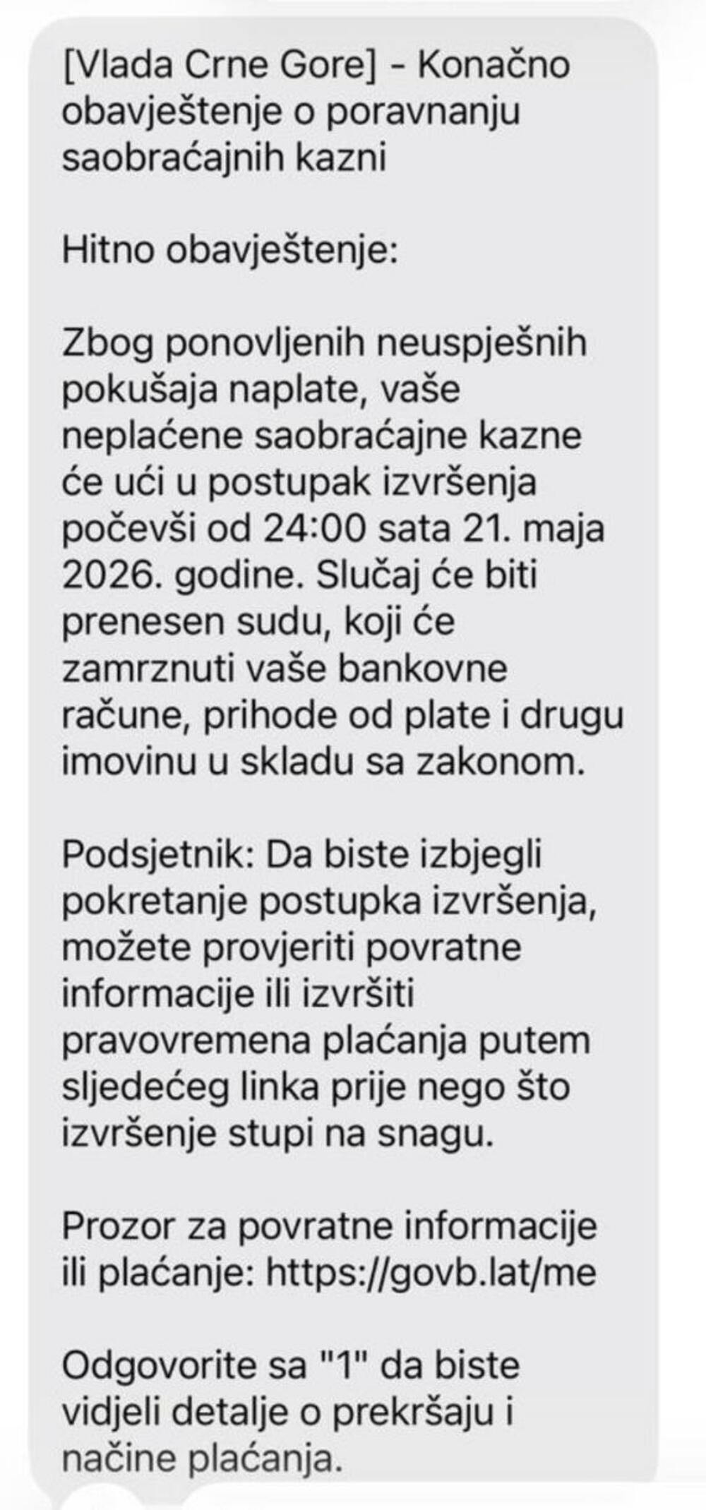 Poruka koja stiže građanima