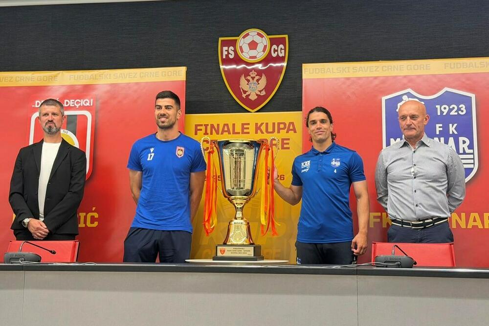 Kapiteni i treneri obje ekipe na pres konferenciji pred finale, Foto: FSCG