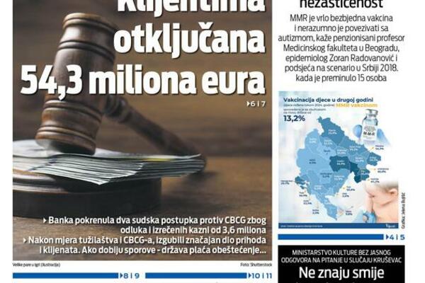 Naslovna strana "Vijesti" za 13. jun 2026. godine