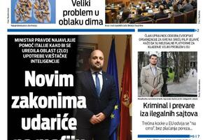 Naslovna strana "Vijesti" za 15. jun 2026. godine