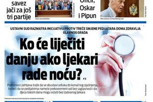 Naslovna strana "Vijesti" za 16. jun 2026. godine