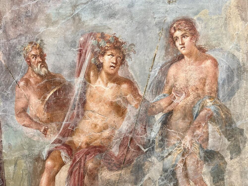 Freska iz Pompeja – Dionis sa Arijadnom i Silenom