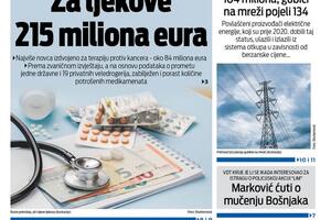 Naslovna strana "Vijesti" za 20. jun 2026. godine