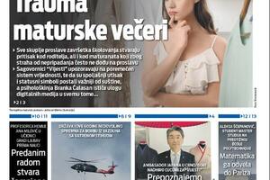 Naslovna strana "Vijesti" za 21. jun 2026. godine