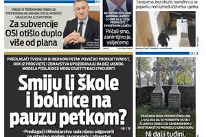 Naslovna strana "Vijesti" za 23. jun 2026. godine