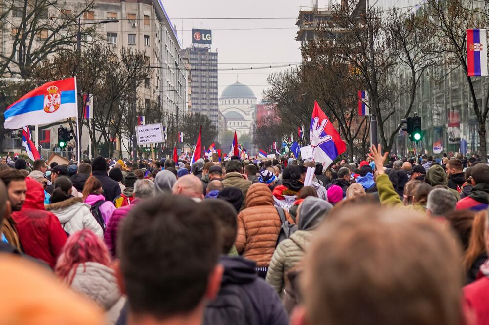 Sa protesta u Beogradu 15. marta 2025. godine, Foto: Shutterstock