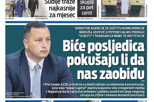 Naslovna strana "Vijesti" za 26. jun 2026. godine