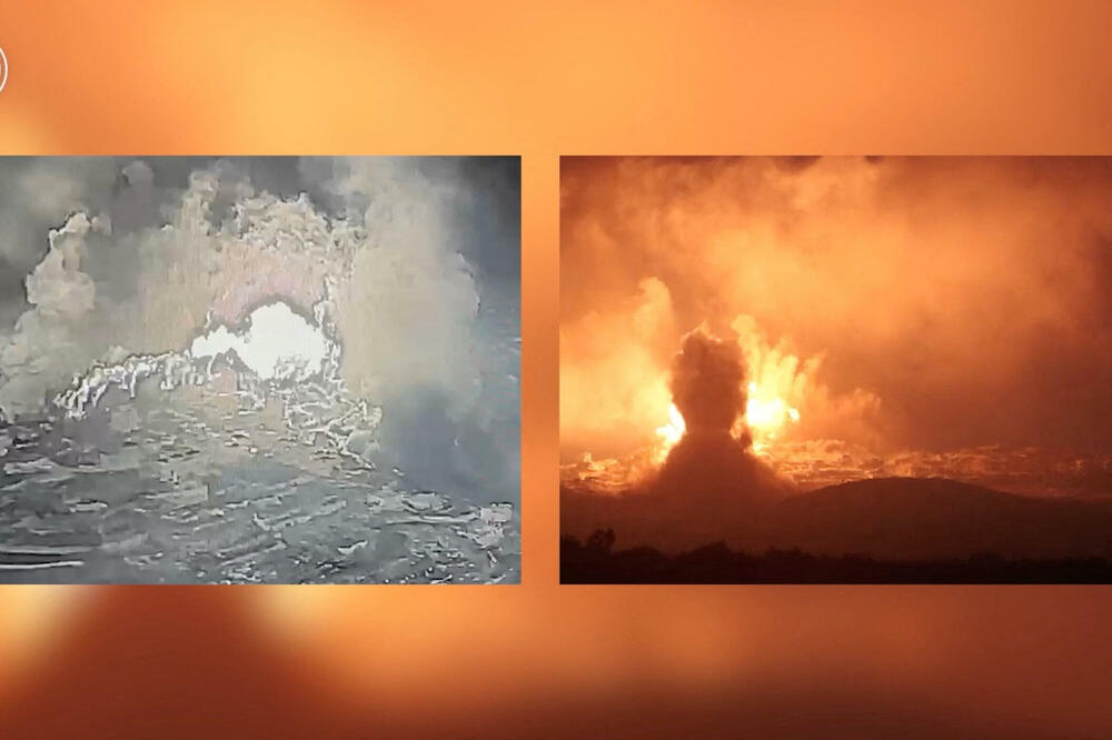 Podijeljeni kadar iz dva video-snimka eksplozija, za koje se navodi da prikazuju uništavanje podzemne infrastrukture, Foto: Reuters