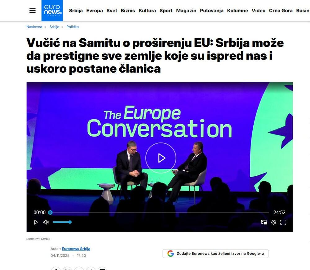 intervju Vučić Euronews