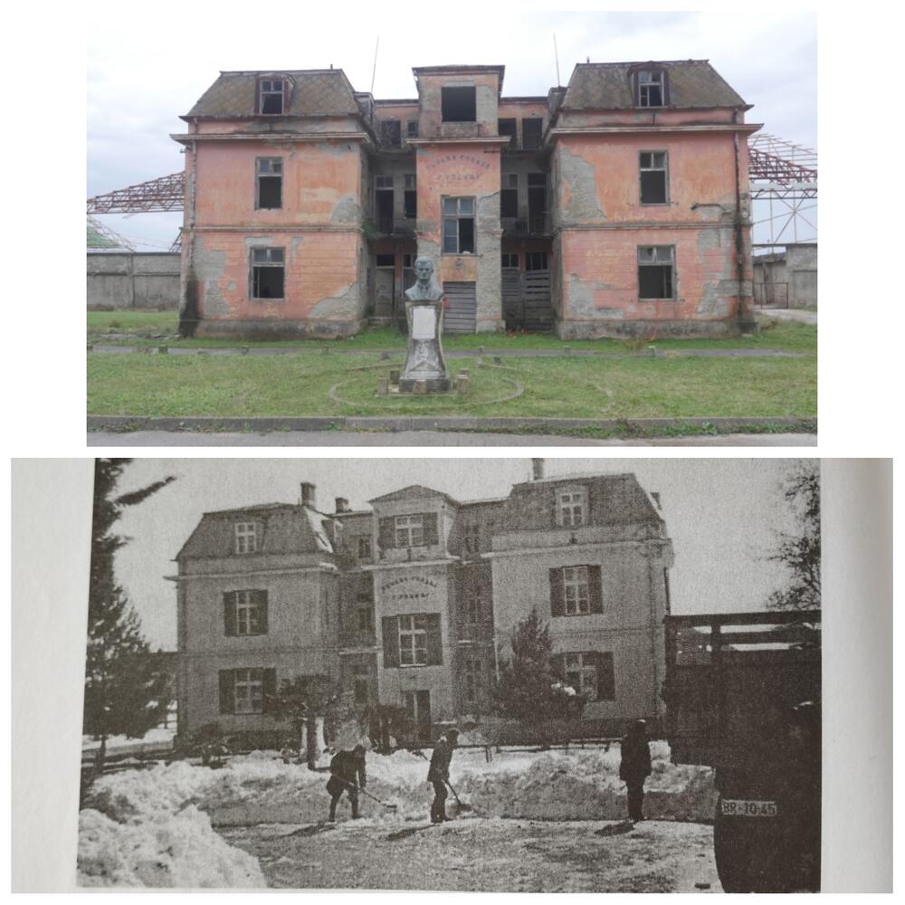 Upravna zgrada ove i 1965. godine, kada je pao snijeg