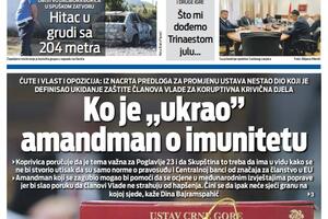 Naslovna strana "Vijesti" za 17. jul 2026. godine
