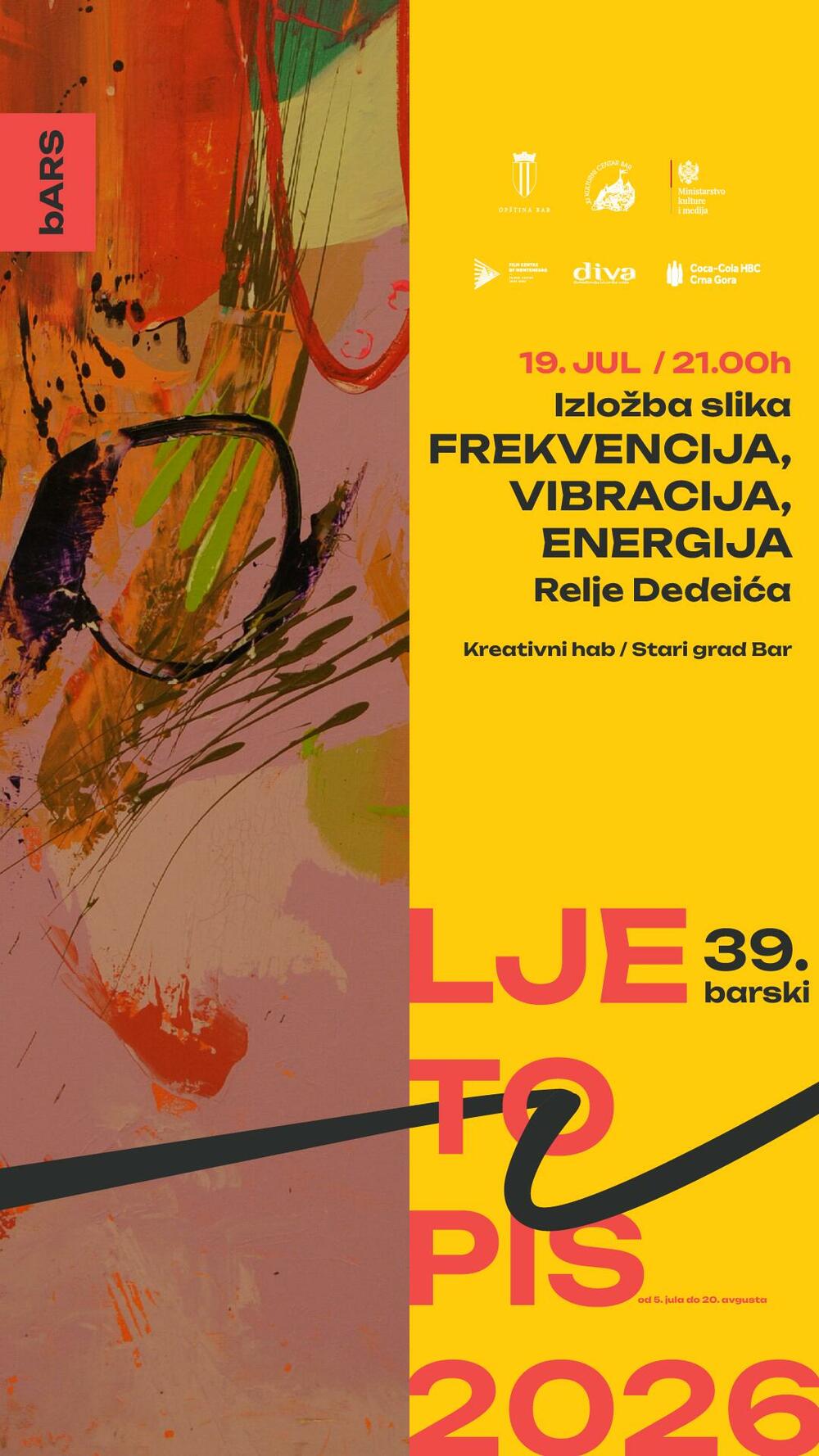 Izložba "Frekvencija - Vibracija - Energija" Relje Dedeića u Baru