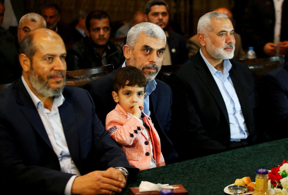 Al Haja sa Sinvarom i Hanijeom u gradu Gaza 1. maja 2017.