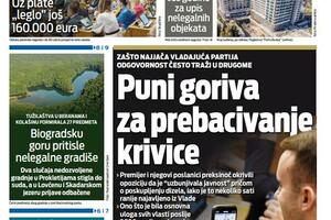 Naslovna strana "Vijesti" za 22. jul 2026. godine