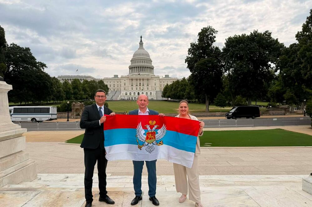 Politički uticaj ili poruka za domaću javnost: Bojović, Knežević i portparolka Jovana Todorović u Vašingtonu, Foto: Milan Knežević/Facebook