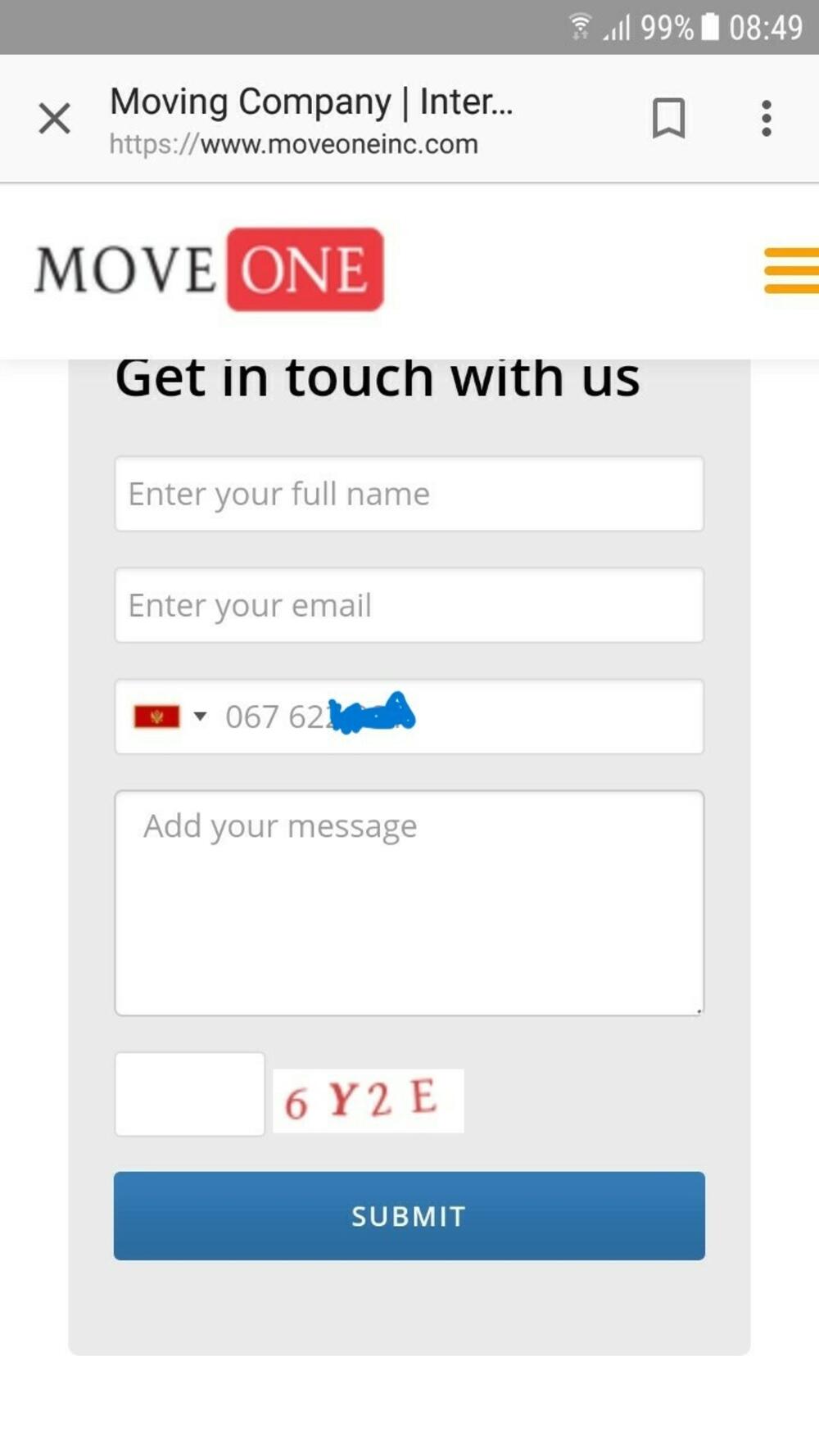 Broj telefona za registraciju na ruskom korporativnom sajtu