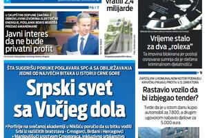 Naslovna strana "Vijesti" za 30. jul 2026. godine