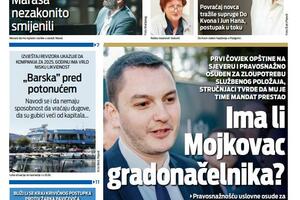 Naslovna strana "Vijesti" za 31. jul 2026. godine