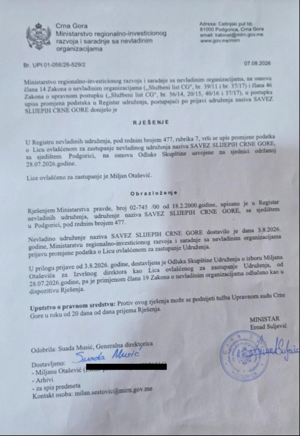 rješenje Macanović