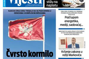 Naslovna strana "Vijesti" za 10. avgust 2026. godine