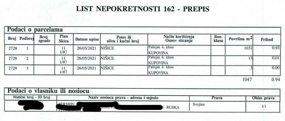 Jedan od spornih upisa stranaca na poljoprivredno zemljište bez stambenog objekta