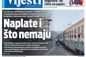 Naslovna strana "Vijesti" za 17. avgust 2026. godine