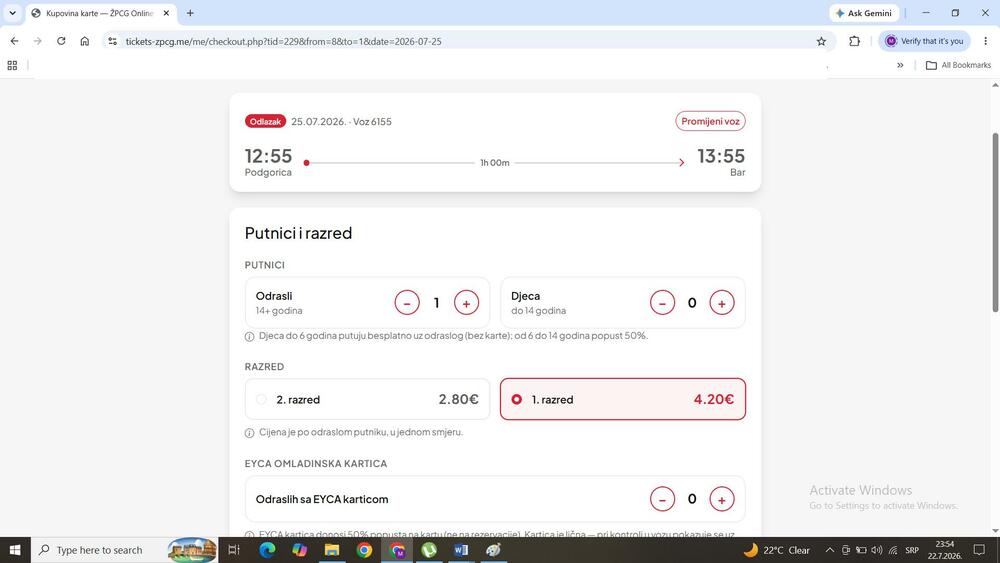 Moguće kupiti kartu prvog razreda za lokalne vozove