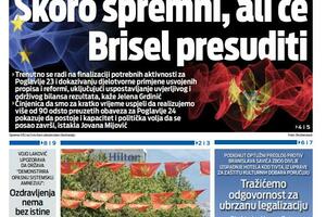 Naslovna strana "Vijesti" za 24. avgust 2026. godine