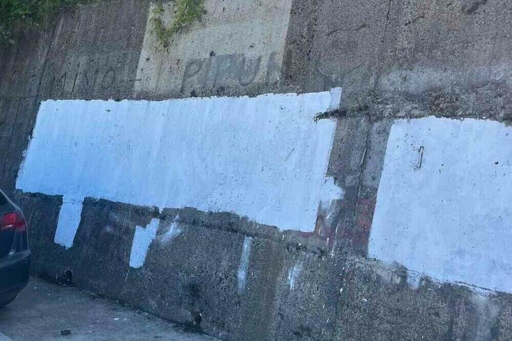 Prekrečeni zid na kojem su bili ispisani uvredljivi grafiti, Foto: Jadranka Ćetković