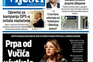 Naslovna strana "Vijesti" za 27. avgust 2026. godine