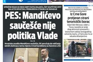 Naslovna strana "Vijesti" za 29. avgust 2026. godine