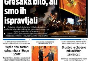 Naslovna strana "Vijesti" za 30. avgust 2026. godine