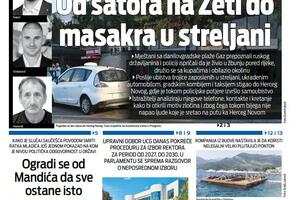 Naslovna strana "Vijesti" za 2. septembar 2026. godine
